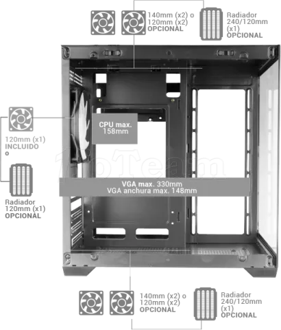 Photo de Boitier Mini Tour Micro ATX Mars Gaming MC-View2 avec panneaux vitrés (Blanc)