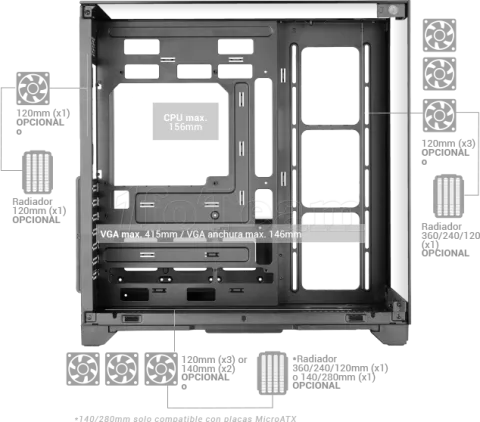 Photo de Boitier Mini Tour Micro ATX Mars Gaming MCVISIONM avec panneaux vitrés (Blanc)