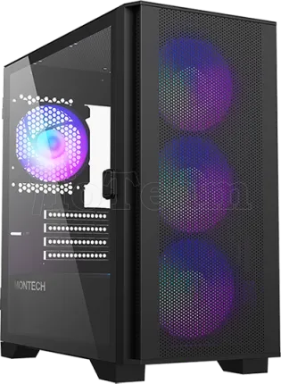 Photo de Boitier Mini Tour Micro ATX Montech Air 100 RGB avec panneaux vitrés (Noir)
