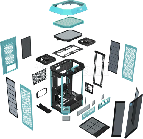 Photo de Boitier Mini Tour Micro ATX Thermaltake The Tower 300 avec panneaux vitrés (Bleu)