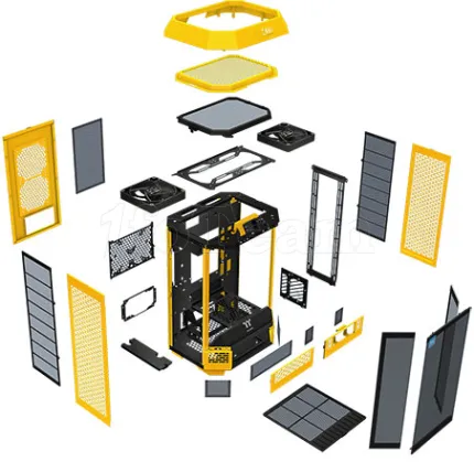 Photo de Boitier Mini Tour Micro ATX Thermaltake The Tower 300 avec panneaux vitrés (Jaune)