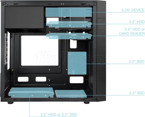 Photo de Boitier Mini Tour Micro ATX TooQ TQC-4701-SP + Alimentation 500W (Noir)