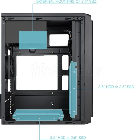 Photo de Boitier Mini Tour Micro ATX TooQ TQC-4702-SP + Alimentation 500W (Noir)
