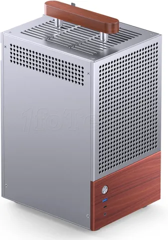 Photo de Boitier Mini Tour Mini ITX Jonsbo T6 avec panneau vitré (Argent/Bois)