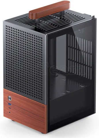 Photo de Boitier Mini Tour Mini ITX Jonsbo T6 avec panneau vitré (Noir/Bois)