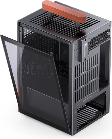 Photo de Boitier Mini Tour Mini ITX Jonsbo T6 avec panneau vitré (Noir/Bois)
