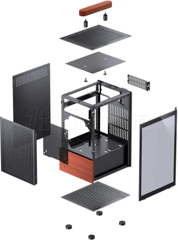 Photo de Boitier Mini Tour Mini ITX Jonsbo T6 avec panneau vitré (Noir/Bois)