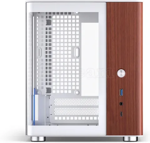 Photo de Boitier Mini Tour Mini ITX Jonsbo TK-0 avec panneaux vitrés (Blanc/Bois)