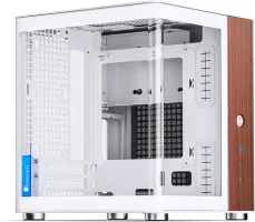 Photo de Boitier Mini Tour Mini ITX Jonsbo TK-0 avec panneaux vitrés (Blanc/Bois)
