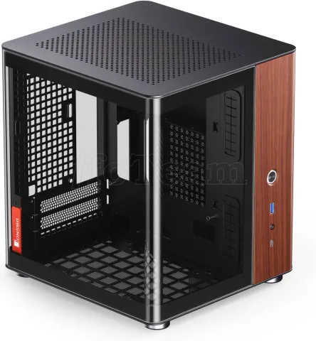 Photo de Boitier Mini Tour Mini ITX Jonsbo TK-0 avec panneaux vitrés (Noir/Bois)
