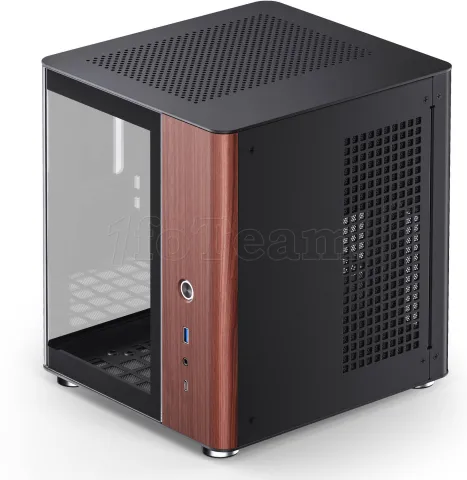 Photo de Boitier Mini Tour Mini ITX Jonsbo TK-0 avec panneaux vitrés (Noir/Bois)