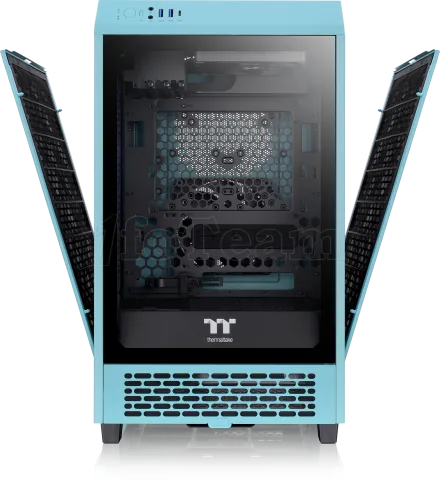 Photo de Boitier Mini Tour Mini ITX Thermaltake The Tower 200 avec panneaux vitrés (Bleu)