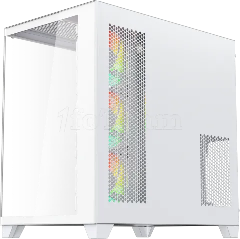 Photo de Boitier Moyen Tour ATX 1stPlayer MV8-TP RGB avec panneaux vitrés (Blanc)