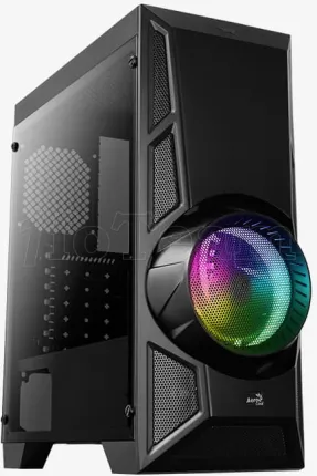 Photo de Boitier Moyen Tour ATX AeroCool AeroEngine Tempered Glass RGB avec panneau vitré (Noir)