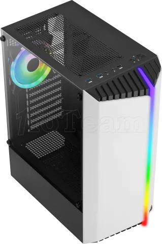 Photo de Boitier Moyen Tour ATX AeroCool Bionic V2 RGB avec panneau vitré (Blanc)