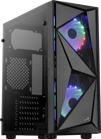 Photo de Boitier Moyen Tour ATX AeroCool Glider Tempered Glass RGB avec panneau vitré (Noir)