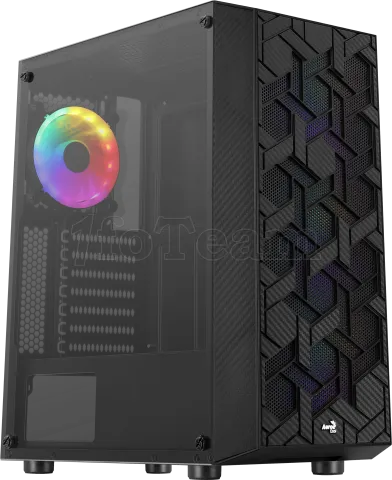 Photo de Boitier Moyen Tour ATX AeroCool Hive v2 RGB avec panneau vitré (Noir)