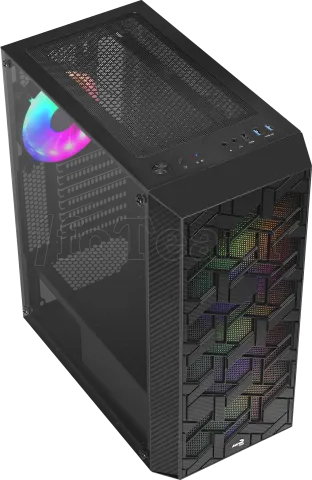 Photo de Boitier Moyen Tour ATX AeroCool Hive v2 RGB avec panneau vitré (Noir)