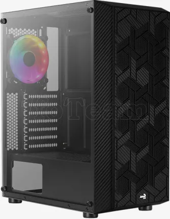 Photo de Boitier Moyen Tour ATX AeroCool Hive v3 RGB avec panneau vitré (Noir)