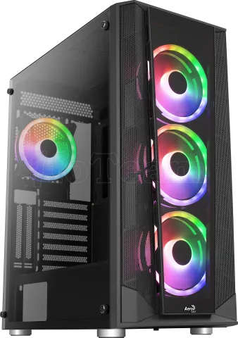 Photo de Boitier Moyen Tour ATX AeroCool Prism v3 RGB avec panneaux vitrés (Noir)