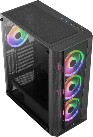 Photo de Boitier Moyen Tour ATX AeroCool Prism v3 RGB avec panneaux vitrés (Noir)