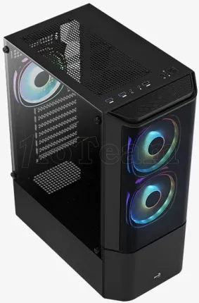 Photo de Boitier Moyen Tour ATX AeroCool Quantum v2 RGB avec panneaux vitrés (Noir)