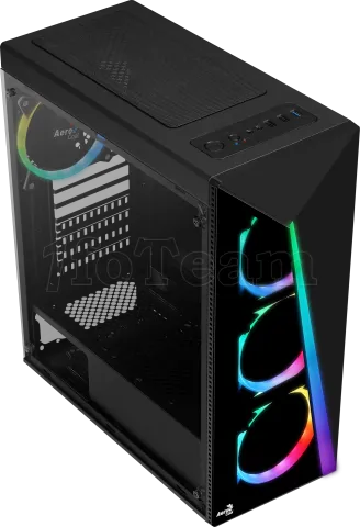 Photo de Boitier Moyen Tour ATX AeroCool Shard Tempered Glass ARGB avec panneau vitré (Noir)