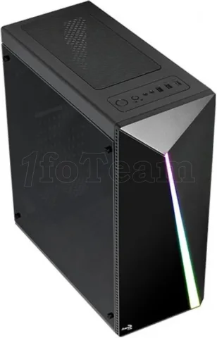 Photo de Boitier Moyen Tour ATX AeroCool Shard Tempered Glass RGB avec panneau vitré (Noir)