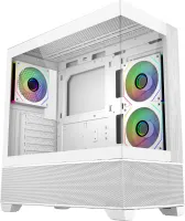Photo de Boitier Moyen Tour ATX Cooler Master Elite 690 Wood RGB avec panneaux vitrés (Blanc)