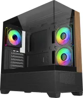 Photo de Boitier Moyen Tour ATX Cooler Master Elite 690 Wood RGB avec panneaux vitrés (Noir/Marron)
