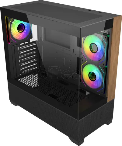 Photo de Boitier Moyen Tour ATX Cooler Master Elite 690 Wood RGB avec panneaux vitrés (Noir/Marron)