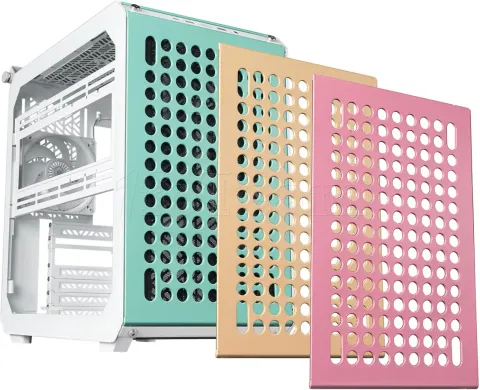 Photo de Boitier Moyen Tour ATX Cooler Master Qube 500 Flatpack avec panneau vitré (Rose/Vert/Blanc)