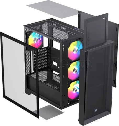 Photo de Boitier Moyen Tour ATX Einarex P600 RGB avec panneau vitré (Noir)