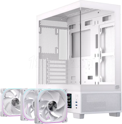 Photo de Boitier Moyen Tour ATX Einarex S501D RGB avec panneaux vitrés (Blanc)