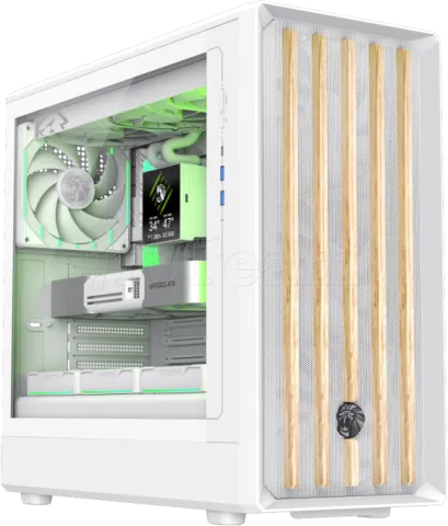 Photo de Boitier Moyen Tour ATX Gamemax Claw 460 Wood avec panneau vitré (Blanc)