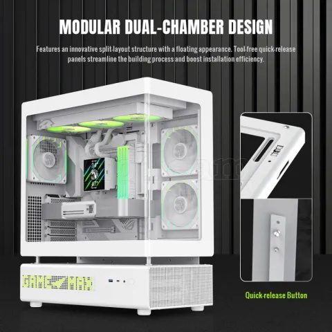 Photo de Boitier Moyen Tour ATX Gamemax N90 ARGB  avec panneaux vitrés (Blanc)
