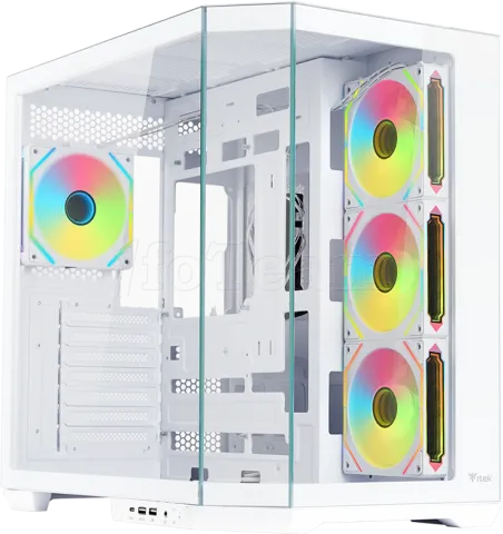 Photo de Boitier Moyen Tour ATX iTek Dark Cave Aku RGB avec panneaux vitrés (Blanc)