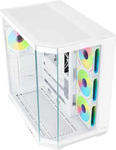 Photo de Boitier Moyen Tour ATX iTek Dark Cave Aku RGB avec panneaux vitrés (Blanc)
