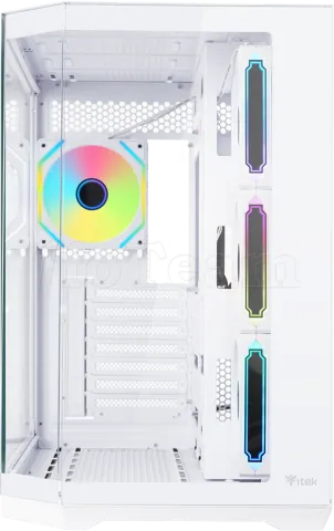 Photo de Boitier Moyen Tour ATX iTek Dark Cave Aku RGB avec panneaux vitrés (Blanc)