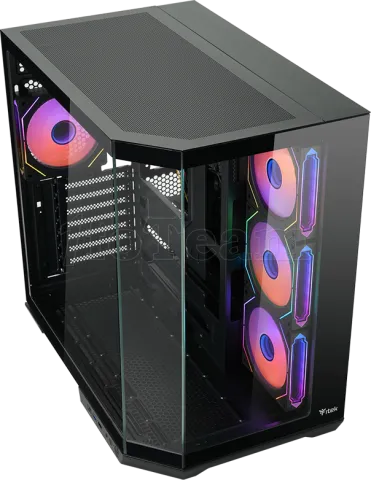Photo de Boitier Moyen Tour ATX iTek Dark Cave Aku RGB avec panneaux vitrés (Noir)