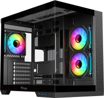 Photo de Boitier Moyen Tour ATX iTek Dark Cave DS RGB avec panneaux vitrés (Noir)