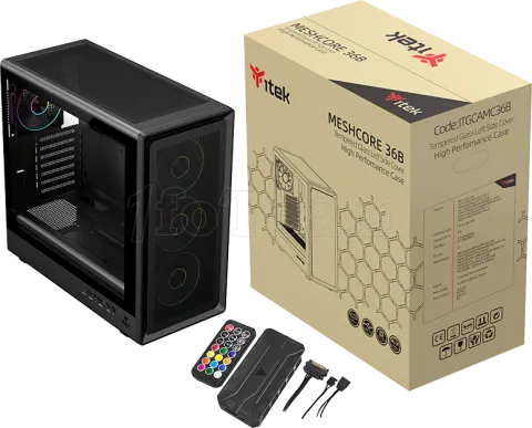 Photo de Boitier Moyen Tour ATX iTek  Meshcore 36B ARGB avec panneau vitré (Noir)