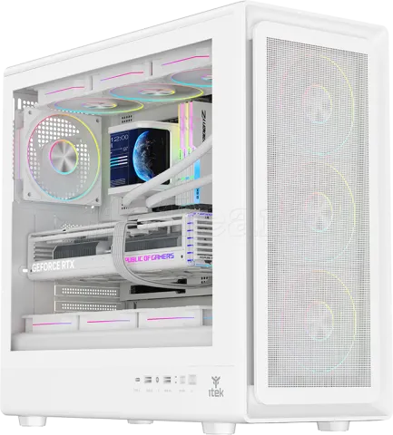 Photo de Boitier Moyen Tour ATX iTek Meshcore 36W ARGB avec panneau vitré (Blanc)
