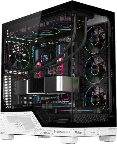 Photo de Boitier Moyen Tour ATX iTek Nebralux 01 ARGB avec panneaux vitrés (Noir/Blanc)