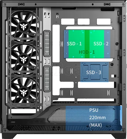 Photo de Boitier Moyen Tour ATX iTek Showbui Wave 82B ARGB avec panneaux vitrés (Noir)