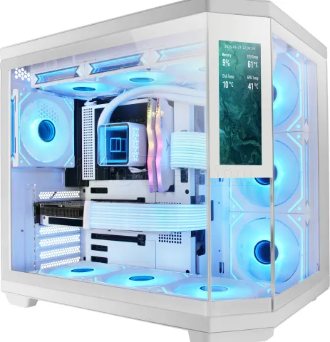 Photo de Boitier Moyen Tour ATX Mars Gaming MC-3T Core LCD avec panneaux vitrés (Blanc)