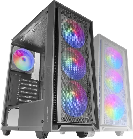 Photo de Boitier Moyen Tour ATX Mars Gaming MC-Air RGB avec panneau vitré (Noir)