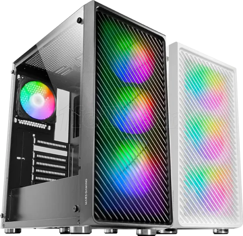 Photo de Boitier Moyen Tour ATX Mars Gaming MC-F RGB avec panneau vitré (Blanc)