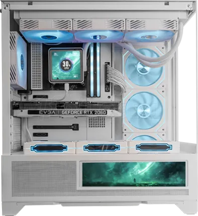 Photo de Boitier Moyen Tour ATX Mars Gaming MC-LCDX avec panneaux vitrés (Blanc)