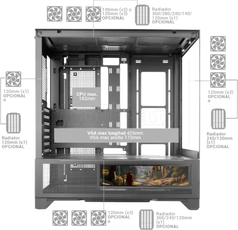 Photo de Boitier Moyen Tour ATX Mars Gaming MC-LCDX avec panneaux vitrés (Noir)